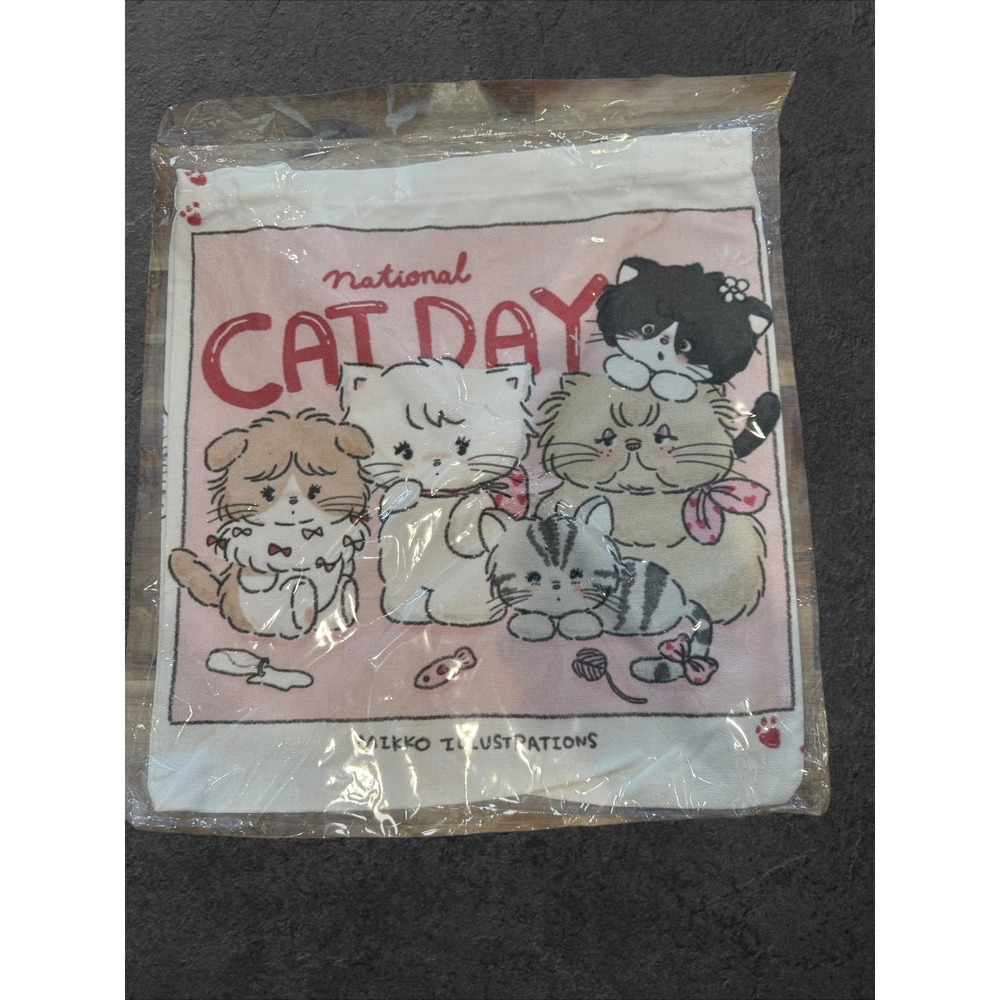Mikko Illustrations Inspired Tote Bag National Cat Day Kawaii Canvas Bag New